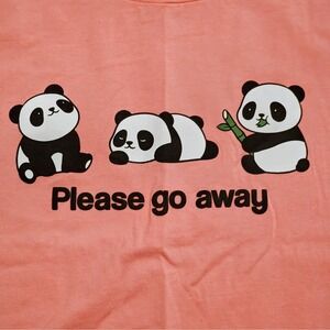 Kawaii Pink Pandas Graphic T-Shirt Please Go Away Cute Pandas Boxy Baby Tee  XL